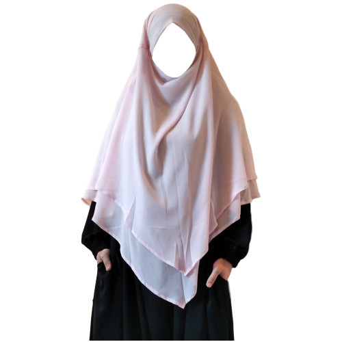 Khimar Two Layer Pinkish Beige  (Extra Long)